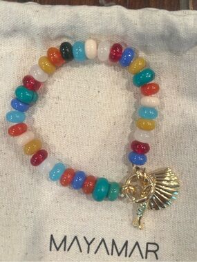 NWT Mayamar 18K Gold Plated Multicolor Beaded Bracelet Handmade in Mexico